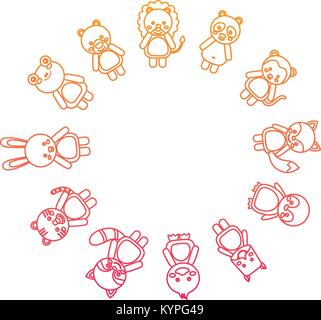 cute animals circle wildlife cartoon image Stock Vector