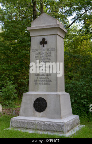 The 66th New York Infantry Regiment Monument, Gettysburg National Military Park, Pennsylvania, United States. Stock Photo