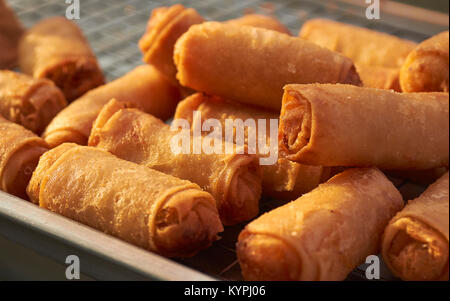 Fried Spring Rolls from a street vendor, Bangkok, Thailand Stock Photo