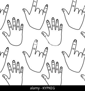 hands showing five fingers rock and roll pattern Stock Vector