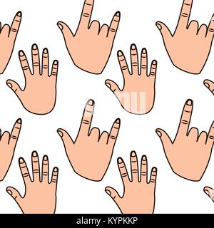 hands showing five fingers rock and roll pattern Stock Vector