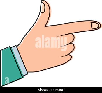 Illustration of a hand indicating or showing direction by pointing a ...