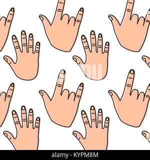 hands showing five fingers rock and roll pattern Stock Vector