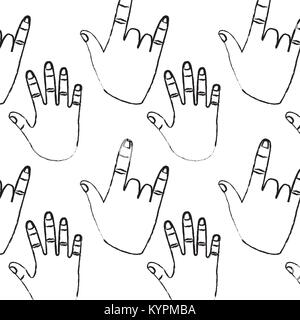 hands showing five fingers rock and roll pattern Stock Vector