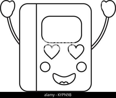notebook heart eyes  school supplies kawaii icon image  Stock Vector