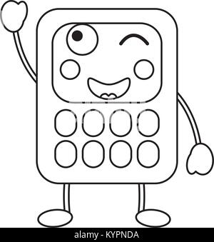 cartoon calculators kawaii school character Stock Vector