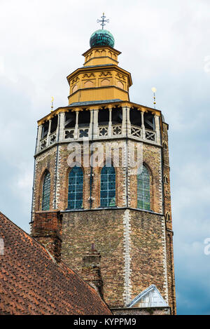 Bell tower of the Jerusalem Church (Jeruzalemkerk) in the medieval city of Bruges, Belgium Stock Photo