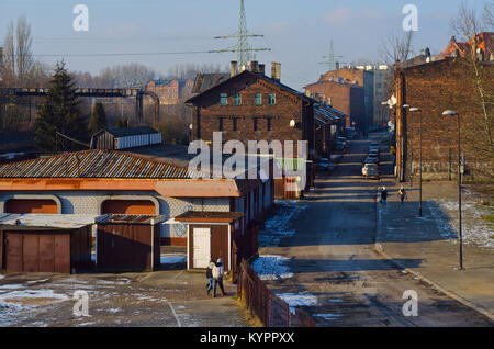 Old market street in Siemianowice, Upper Silesia, Southern Poland Stock Photo