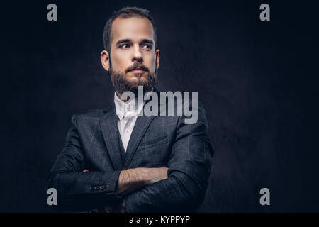 Portrait of a stylish serious bearded male. Stock Photo