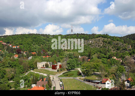 tv tower on hill landscape Pecs Hungary Stock Photo