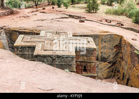 Lalibela, one of Ethiopia's most important historic sites, is located in the north of the country and is famous for its rock-hewn churches. Stock Photo