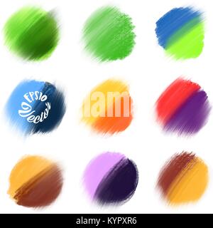 9 Colored Vector paint elements. Various background brushes for print decoration Stock Vector