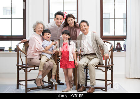 Happy family celebrating Chinese New Year Stock Photo