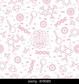 Seamless pattern with variety scientific, education elements. Design for banner, poster or print. Stock Vector