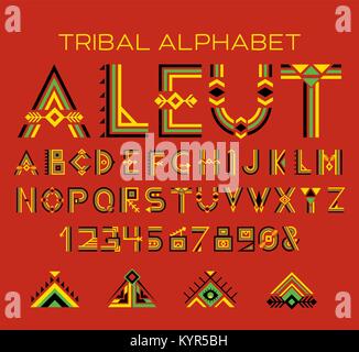 Tribal Aleut alphabet Stock Vector