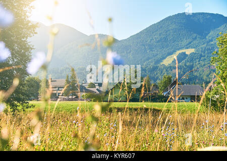 Sunny morning in Bohinjska Bistrica near lake Bohinj Slovenia Stock Photo