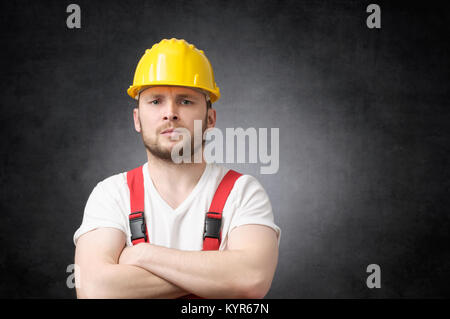 Angry construction worker Stock Photo