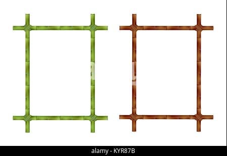 Set of Bamboo Frame on White Background. Vector Illustration. Stock Vector