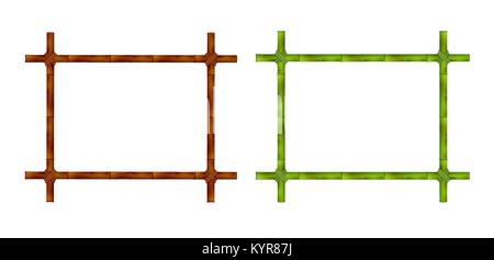 Set of Bamboo Frame on White Background. Vector Illustration. Stock Vector