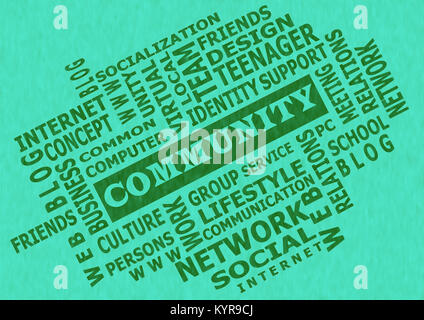 Word cloud of the community as background Stock Photo