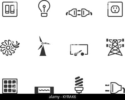 Electricity icons in single colors. Vector illustration. Stock Vector