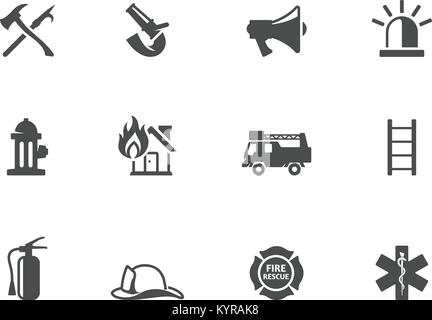 Fire Department black icons in set collection for design. Firefighters ...