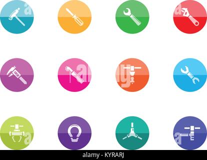 Bicycle tools icon series in color circles. Vector illustration. Stock Vector