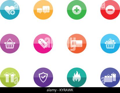 Ecommerce icon series in color circles. Vector illustration. Stock Vector