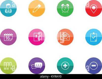 Group collaboration icon series in color circles. Vector illustration. Stock Vector