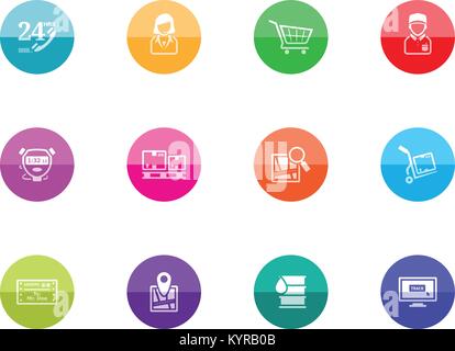 Logistic icon series in color circles. Vector illustration. Stock Vector