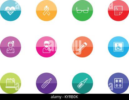 Medical icon series in color circles. Vector illustration. Stock Vector