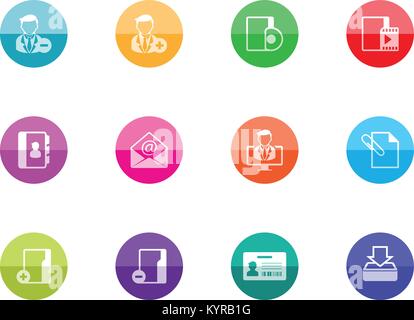 Group collaboration icon series in color circles. Vector illustration. Stock Vector