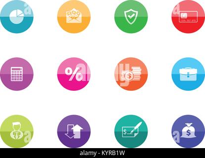 Finance icon series in color circles. Vector illustration. Stock Vector