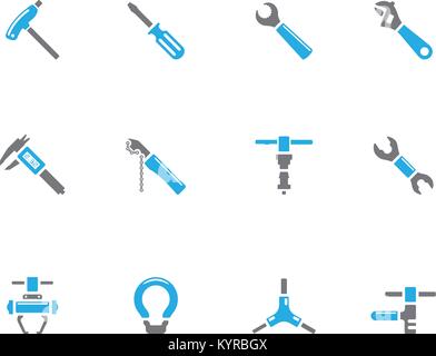 Bicycle tools icon series in duo tone color style. Vector illustration. Stock Vector