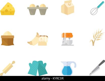 Birthday icons in flat color style. Vector illustration. Stock Vector