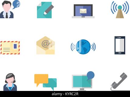 File sharing icon series in flat color style. Vector illustration. Stock Vector