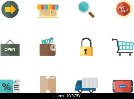 More school icon series in flat color style. Vector illustration. Stock Vector