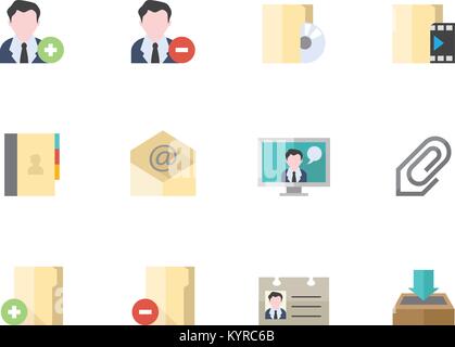Motorcycle parts icons in flat color style. Vector illustration. Stock Vector