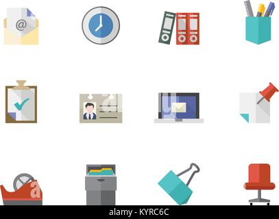 Movie icon series in flat color style. Vector illustration. Stock Vector