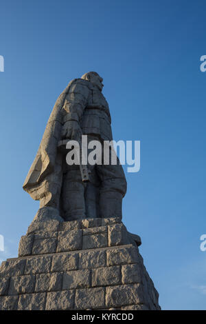 PLOVDIV, BULGARIA - MARCH 26, 2017 - Areal view of the Unknown soldier monument in Plovdiv, Bulgaria. The Aliosha monument is located on one of the hi Stock Photo