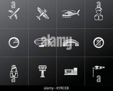 Bicycle tools icon series in metallic style. Vector illustration. Stock Vector