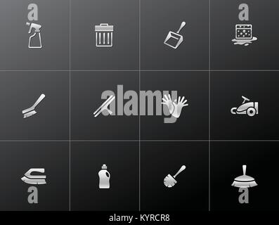Environment icon series inmetallic style. Vector illustration. File sharing icon series in metallic style. Vector illustration. Finance icon series in Stock Vector