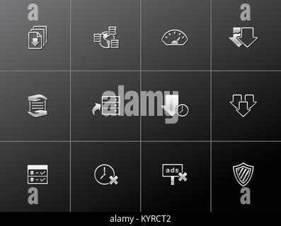 File sharing icon series in metallic style. Stock Vector
