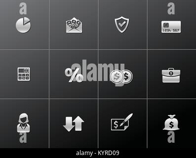 Finance icon series in metallic style - Stock Vector