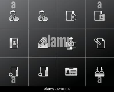 Group collaboration icon series in metallic style Stock Vector