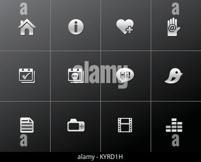 Personal website and portfolio icons series in metallic style Stock Vector