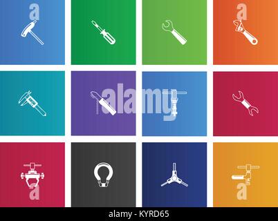 Bicycle tools icon series in Metro style. Stock Vector