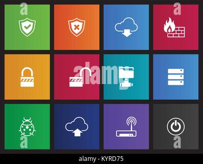 Computer network icon series in Metro style. Stock Vector