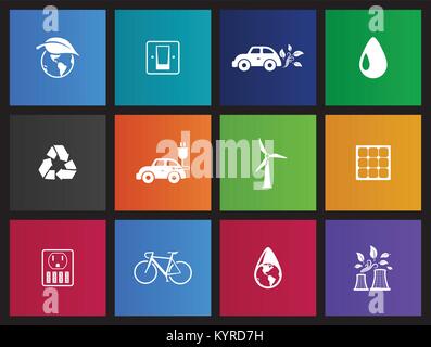 Environment icon series in metro UI style. Stock Vector