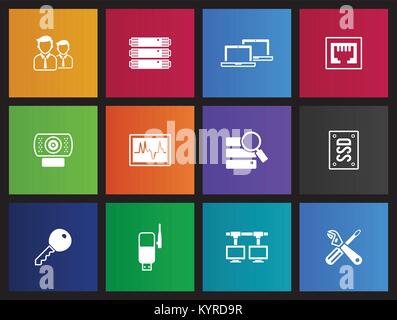 Computer network icon series in Metro style. Stock Vector